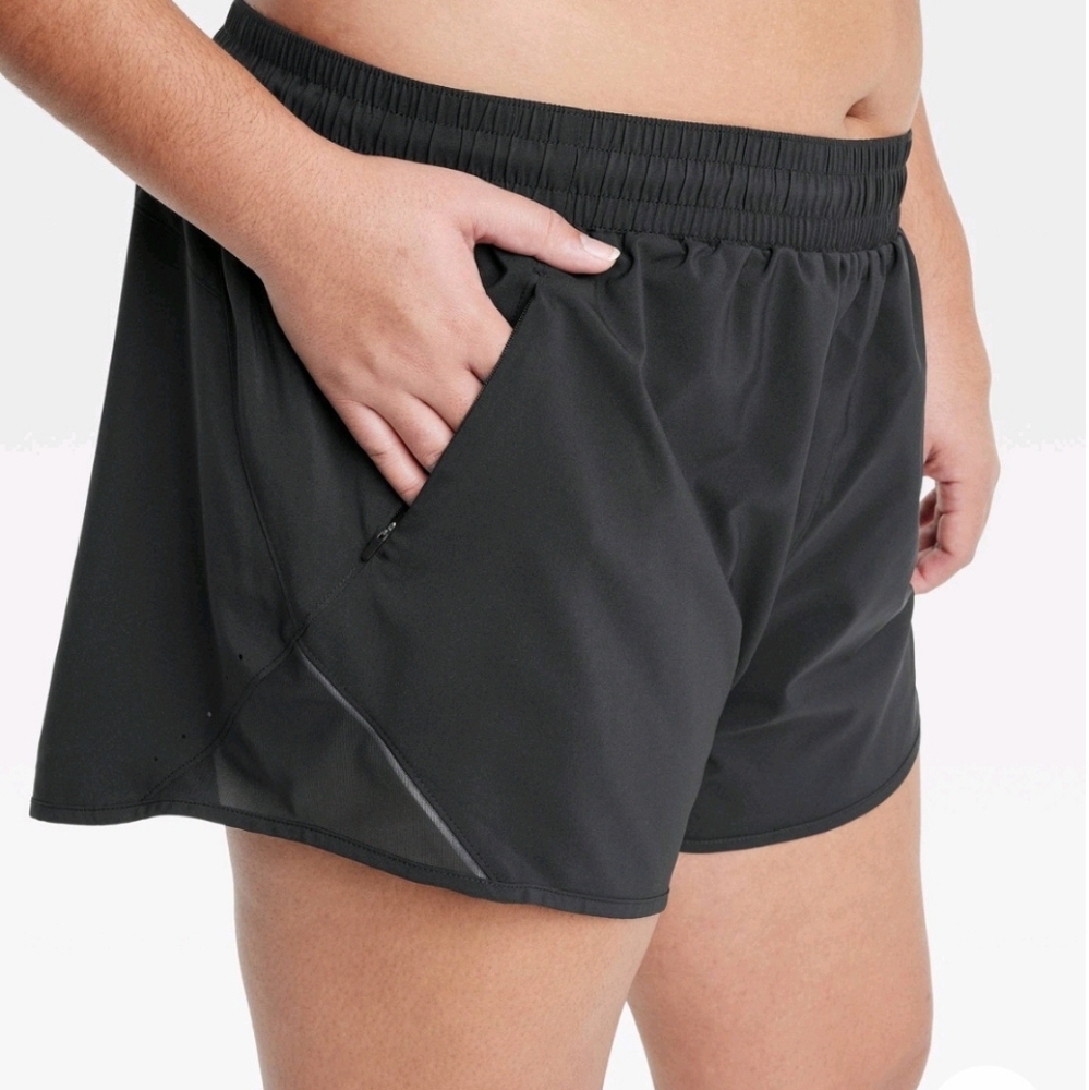 Women's Mid-Rise Run Shorts 3" - All In Motion, Black, Size XL
